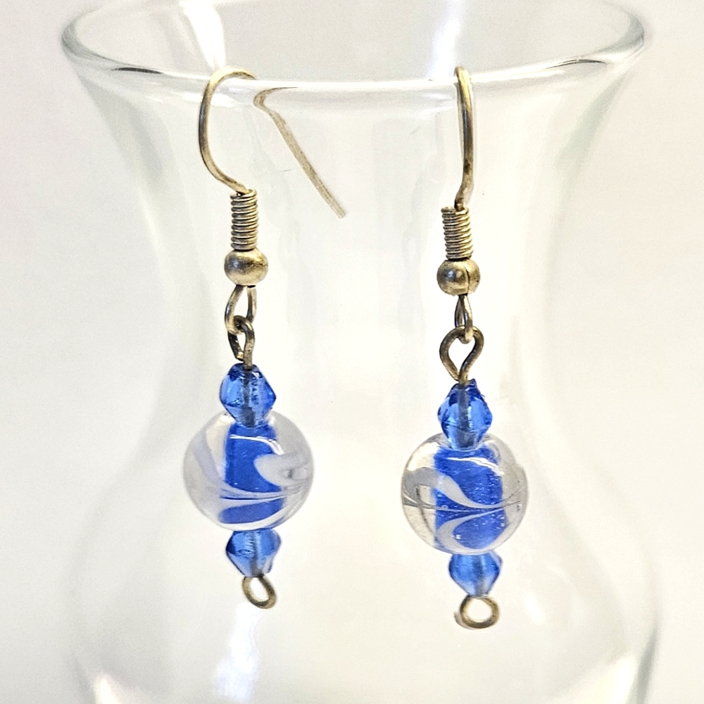 FREE with Bundle Purchase Blue Glass Beaded Earrings - Picture 2 of 3